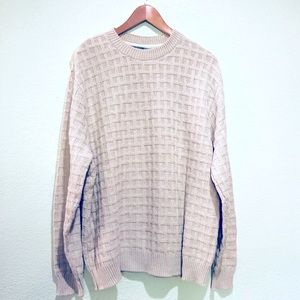OSCAR DELARENTA Pullover Size XL Cotton Sweater Oatmeal Knit Waffle